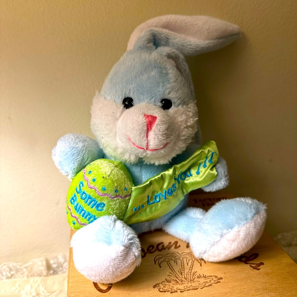 Dan Dee Collector's Choice Plush blue White Bunny Rabbit Some Bunny Loves You 9”